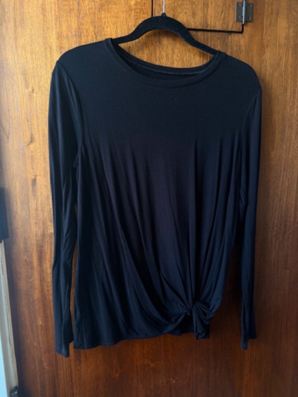 Soft Long Sleeve Black Shirt with Knot